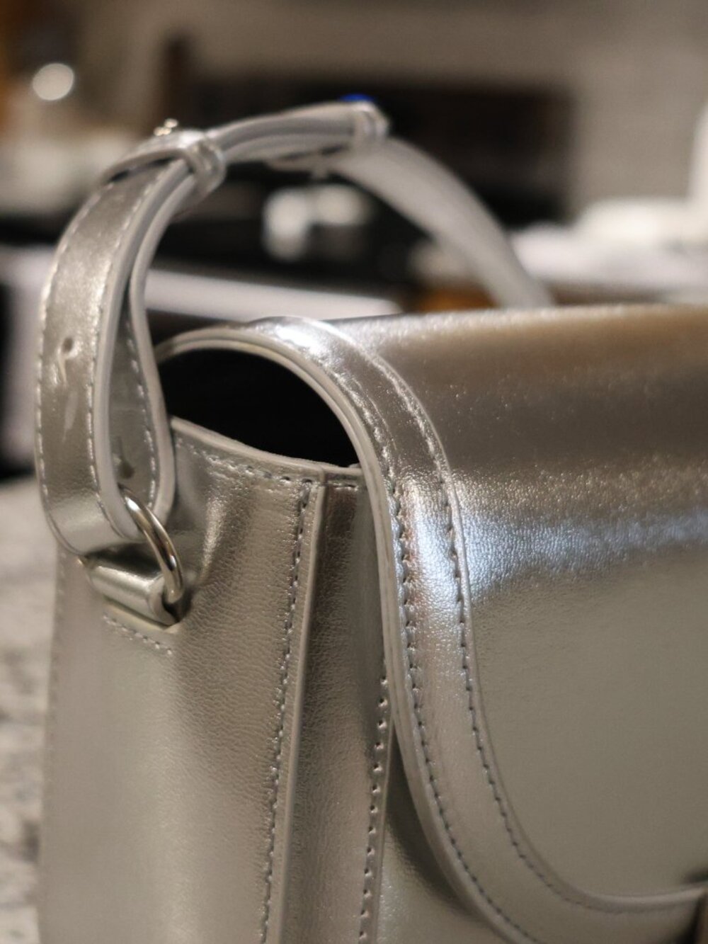 Loft Silver Metallic Crossbody Bag - Picture 9 of 13